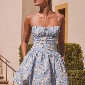 ASTR The Label Larissa Floral Bubble Mini Dress